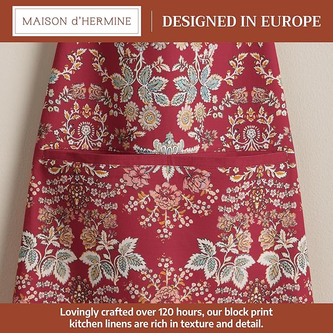 Maison d' Hermine 100% Cotton Apron for women with Pocket Kitchen Chef Apron for Men Cooking Mothers Day Gifts