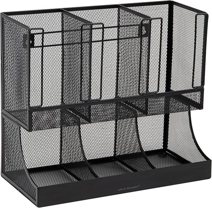 Mind Reader Multipurpose Countertop Organizer, Office Breakrooms, Cup and Condiment Station, Metal Mesh, Black - Image 7
