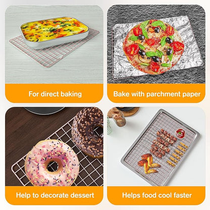2-Pack Cooling Racks for Cooking and Baking - 10" x 15"Heavy Duty Stainless Steel Wire Rack for Baking, Grilling, Roasting - Oven & Dishwasher Safe - Fits Jelly Roll Sheet Pan（Rose Gold） - Image 4