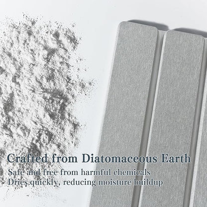 2pcs Stone Dish Drying Mat for Kitchen Counter, Quick-Dry Diatomaceous Earth Water Absorbent Pad & Countertop Drainer, Home Essentials for Bath and Pets - Light Grey, 24x16’’ & 8x4’’