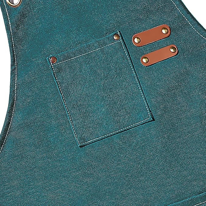 AFUN Chef Aprons for Men Women with Oversized Pockets, 16-Ounce Cotton Canvas Cross Back Heavy Duty Work Apron (Dark Green) - Image 4