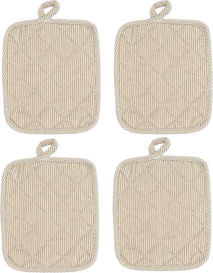 American Linen Pot Holders, Hot Pads, Table Pads for Kitchen and Dining Table, Non Slip Heat Resistant Hot Pot Holder (Beige, 4 Pack)
