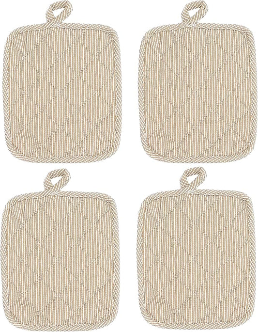 American Linen Pot Holders, Hot Pads, Table Pads for Kitchen and Dining Table, Non Slip Heat Resistant Hot Pot Holder (Beige, 4 Pack)