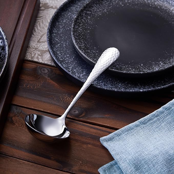 KEAWELL Premium 7.3" Hammered Gravy Ladle – 18/10 Stainless Steel – Exquisite Blend of Elegance and Functionality – Dishwasher Safe - Image 6