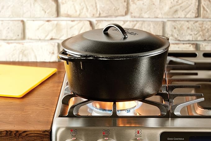 Lodge Cast Iron Dutch Oven - Loop Handle Cooking Vessel - Even Heat Retention - Oven-Safe, Versatile Pot - Handle Holders Included - 5 Quart - Image 4