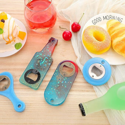 15 Sets Bottle Opener Inserts Kit Stainless Steel Round Bottle Openers Metal Inserts with Screws and Screwdriver for Bottles Opener DIY Resin Mould Kit