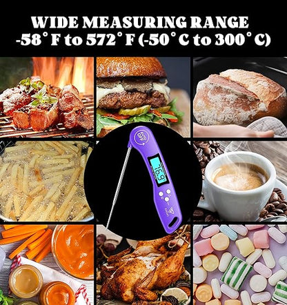 DOQAUS Digital Meat Thermometer, Instant Read Food Thermometer for Cooking with Backlit & Auto-Rotating Display, 4.6” Probe for Grilling, Baking, and Perfect BBQ - Purple - Image 7