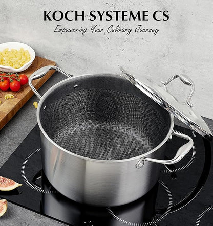 KOCH SYSTEME CS Triply Stainless Steel Pot 6 Quart, Nonstick Hybrid 18/10 Stainless Steel Stock Pot with Lid, Nonstick Cooking Pots with Honeycomb Interior, Compatible with All Cooktops, Oven Safe - Image 6