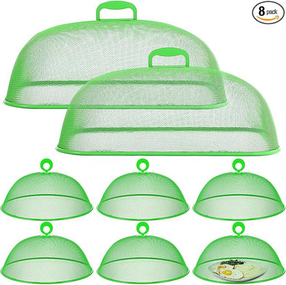 Hicarer 8 Pcs Metal Mesh Screen Food Cover for Outdoors Set Including Extra Large 18.5 in Mesh Food Tents for Outdoor Pcs 11 in Large Dome Picnic Covers (Green) by Hicarer