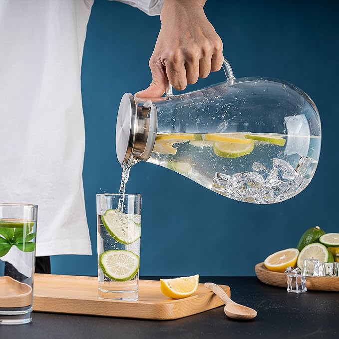 Glass Pitcher with Lid,3000ml - Hot/Cold Water Jug, Juice and Iced Tea Beverage Carafe - Image 5