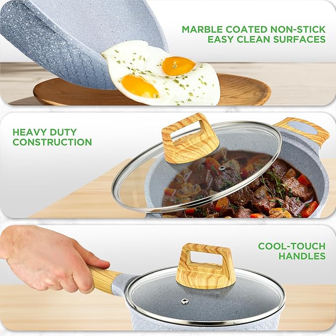 NutriChef 22‑Piece Non‑Stick Ceramic Pots and Pans Set – For All Cooktops Including Induction – PTFE & PFAS Free, Includes Bakeware & Utensils - Image 6