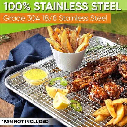 Spring Chef 11.5" x 16.5" Stainless Steel Cookie Cooling Rack - Oven Safe - Baking Rack for Bacon, BBQ, Jerky, Bread, Pizza, Cake - Fits Half Sheet Roasting Pan - Dishwasher Safe - Image 8