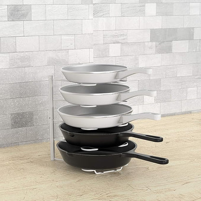 Deco Brothers Pan Organizer Rack for Kitchen Cabinet and Counter, White - Image 2