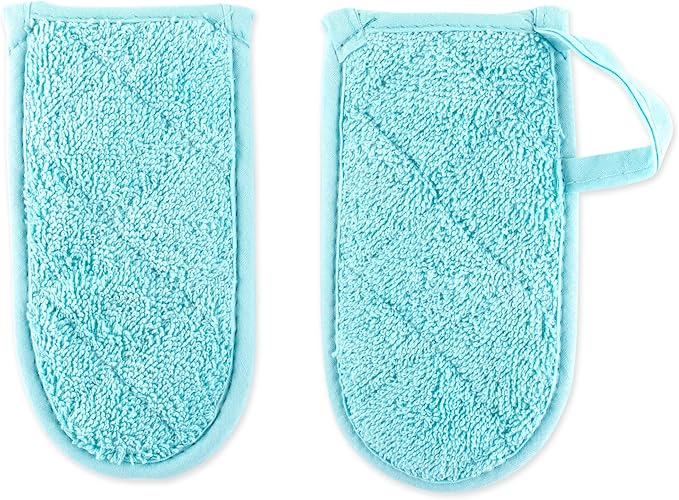 DII Basic Terry Collection Quilted 100% Cotton, Pan Handle, Aqua, 3 Piece - Image 2