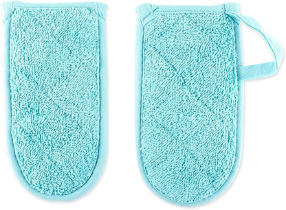 DII Basic Terry Collection Quilted 100% Cotton, Pan Handle, Aqua, 3 Piece - Image 2