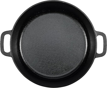 Amazon Basics Pre-Seasoned Cast Iron Dutch Oven Pot with Lid and Dual Handles, Oven Safe, Heavy-Duty, 7-Quart, Round, Black - Image 3
