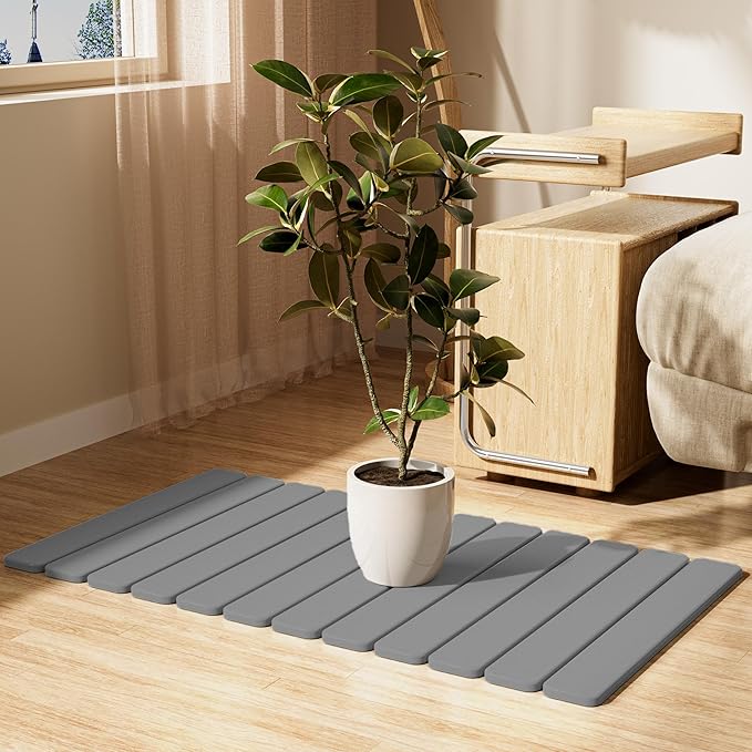 Large Stone Bath Mat 31.5 x 19.7in, Quick Dry Diatomaceous Earth Mats for Bathroom, Super Absorbent Foldable Bath Stone Mat, Non Slip, Dish Drying Mat for Kitchen Counter,Dark Gray - Image 8