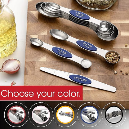 Spring Chef Stainless Steel Magnetic Measuring Spoons Set of 8 with Leveler, Heavy Duty Teaspoon & Tablespoon Measuring Spoons With Strong N45 Magnets, Kitchen Gadgets for Baking & Cooking - Sapphire - Image 6