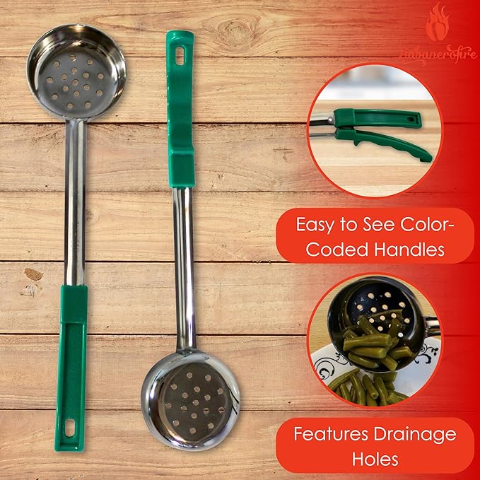 4 Ounce Slotted Stainless Steel Portion Control Ladle Spoon for Measuring and Serving; Commercial Grade Serving Scoops [Pack of 12] - Image 2