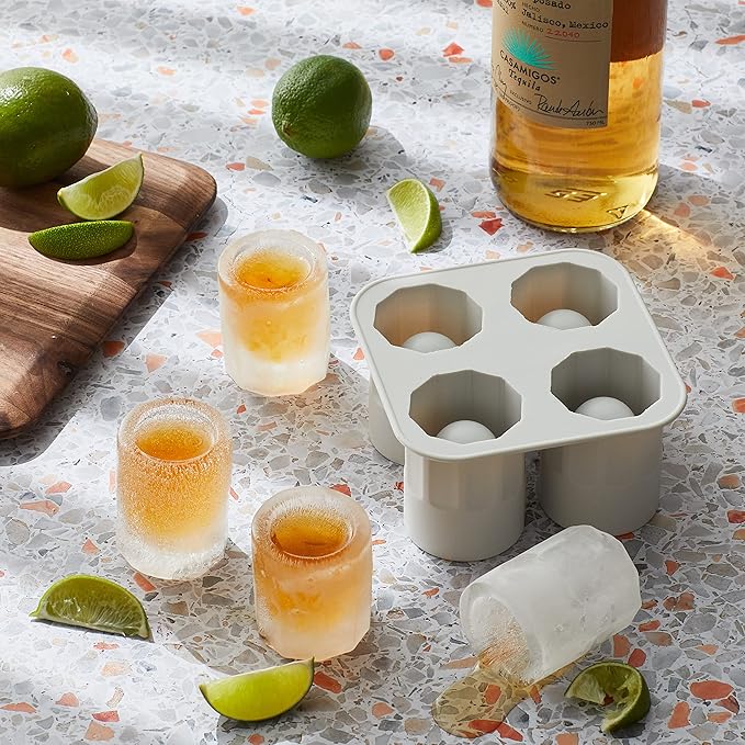 Houdini Shot Glass Ice Mold, Makes 4 Frozen Shot Glasses, Gray - Image 3
