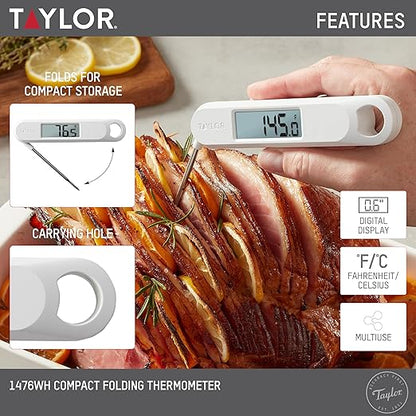 Taylor Folding Stem Display Food Instant Read Digital Thermometer, 0.7 Inch LCD Readout, White (1476WH) - Image 2