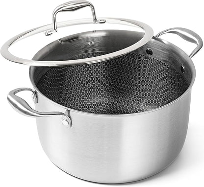 MICHELANGELO Tri-ply Stainless Steel Stock Pot, 8-Quart Stockpot with Lid, 18/10 Nonstick Cooking Pot with Honeycomb Interior, Compatible with All Cooktops by Michelangelo