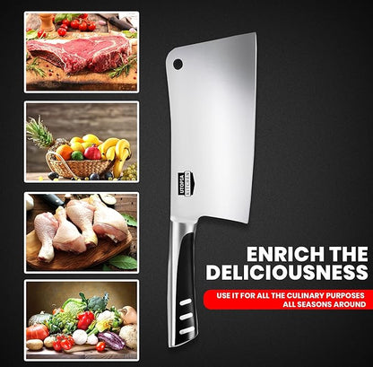 Utopia Kitchen 7 inch Cleaver Knife Stainless Steel Chef Butcher Knives for Meat, Vegetable Multipurpose Kitchen Chef Knife Chopping Bone