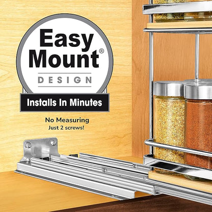 LYNK PROFESSIONAL® Élite™ Pull Out Spice Organization for Cabinets - 4-3/8 inch Wide – Spice Rack for Inside Cabinets – Wood/Chrome - Sliding Spice Rack Organizer for cabinet – Spice Rack - 2 Tier - Image 3