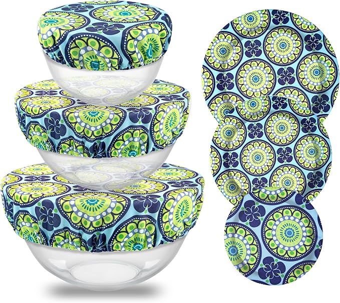 wegreeco Elastic Reusable Bowl Covers for Bread Proofing, Fabric Cloth Sourdough Bowl Covers for Proofing - Set of 3, Funky Flower