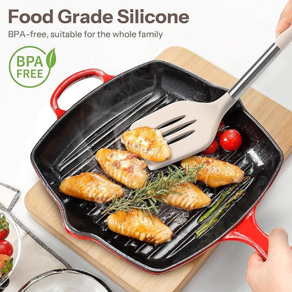 NCUE Silicone Cooking Utensils Set, 28 Pcs Kitchen Utensils Set 446°F Heat Resistant Spatula Set, Food Grade Silicone and Stainless Steel Handle Kitchen Gadgets for Nonstick Cookware BPA Free - Image 3