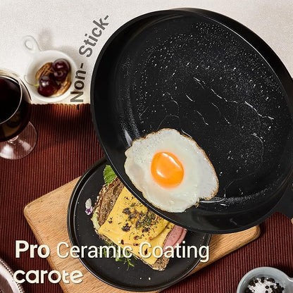 CAROTE Ceramic Cookware Set Nonstick, 16pcs Pots and Pans Set Nonstick, Non-Toxic & PFAS-Free, Dishwasher, RV/Camping Cookware Set, Cooking Pots with Lids, Charcoal Black - Image 3