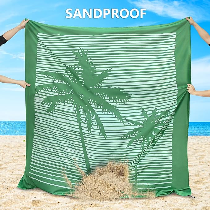 WIWIGO Beach Blanket Waterproof Sandproof Beach Mat 79" X 83"/10'x9'for 2-8 Adults Quick Drying Outdoor Picnic Mat Beach Accessories for Travel, Camping, Hiking - Image 4