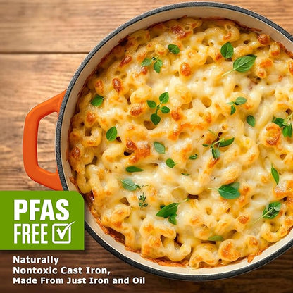 MUELLER HOME 6 Quart Enameled Cast Iron Dutch Oven for Bread Baking, Heavy-Duty Oven-Safe up to 500° F, & Across All Cooktops, House Warming Gifts New Home, Cast Iron Cookware, Gifts for Women, Orange - Image 3