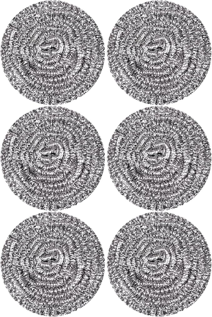 Carrie Joe Stainless Steel Scourer Heavy Duty Scrubber Pads Steel Wool Pack of 6,40g by Carrie+Joe