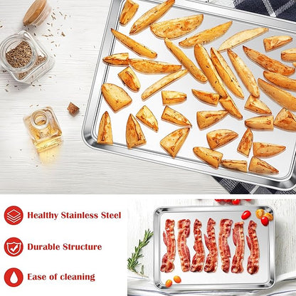 E-far Cookie Sheet for Baking, 18”x13” Stainless Steel Baking Sheet Pan for Oven, Large Non Toxic Metal Baking Tray for Cake Cookies, Healthy & Rust Free, Mirror Finish & Dishwasher Safe, 1 Pack - Image 4