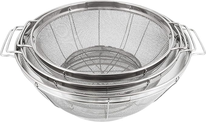 U.S. Kitchen Supply Set of 3 Stainless Steel Colander Strainers Net Baskets 5, 4, & 3-Quart - Colander with Handles & Resting Base - Stainless Steel Sieve, Mesh Strainers and Colanders for Kitchen - Image 5