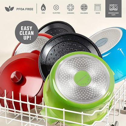 Granitestone Dutch Oven, 6.5 Quart Ultra Nonstick Enameled Lightweight Aluminum Dutch Oven Pot with Lid, Round 6.5 Qt. Stock Pot, Dishwasher & Oven Safe Induction Capable 100% PFOA Free, Emerald Green - Image 6