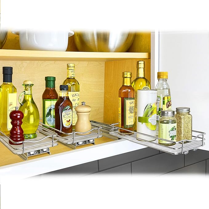 LYNK PROFESSIONAL® Pull Out Spice Organization for Cabinets - 6-3/8 inch Wide – Spice Rack for Inside Cabinets, Slide Out Spice Rack Organizer for cabinet – Pull Out Spice Rack, Sliding 1 Tier Chrome - Image 8