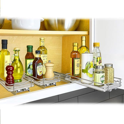 LYNK PROFESSIONAL® Pull Out Spice Organization for Cabinets - 6-3/8 inch Wide – Spice Rack for Inside Cabinets, Slide Out Spice Rack Organizer for cabinet – Pull Out Spice Rack, Sliding 1 Tier Chrome - Image 8