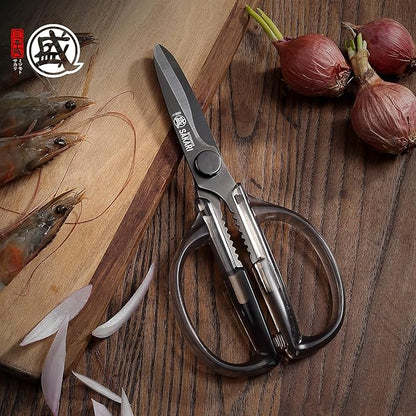MITSUMOTO SAKARI Japanese Kitchen Scissors, Heavy Duty Detachable Stainless Steel Kitchen Shears with Titanium-Plated Blades, Clear Acrylic Handles for Meat, Fish, Nuts & Vegetables - Image 7