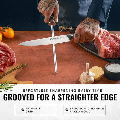 Cutluxe Honing Rod, Professional Knife Sharpener Rod – 10" Honing Steel – Ergonomic Handle Design, Grilling Gifts for Men – Artisan Series - Image 3