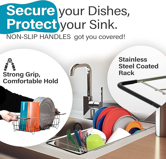 Better Houseware Over Sink Dish Drying Rack Space-Saving Dish Rack for Kitchen Counter Stainless Steel 19.25 x 8.25 x 4.5 - Image 3
