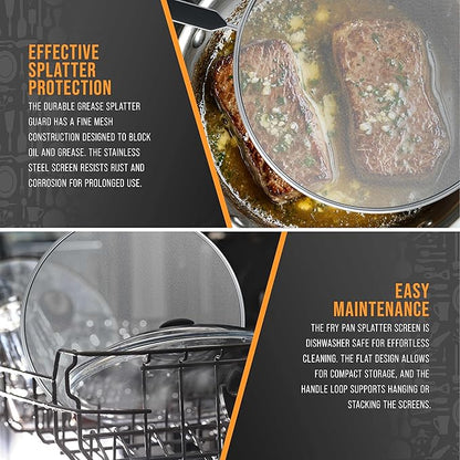U.S. Kitchen Supply 4-Piece Stainless Steel Splatter Guard Set (13", 11.5", 10",8”) Fine Mesh Cover, Grease & Oil, Splatter Screen for Frying Pan, Cooking Pots, with Comfort Grip Handles - Image 5