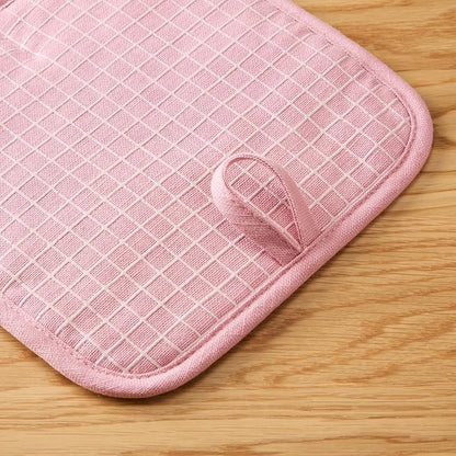 KITCHENAID Gourmet Series Gridlines Pot Holders 2-Pack Set, Heat Resistant up to 600°F, Soft Silicone Grip, Magnetic Cuff, Dried Rose, 8"x8" - Image 4