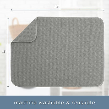 S&T INC. Dish Drying Mat XL, 18” x 24”, Absorbent Microfiber Kitchen Counter Mat, Dish Drying Pad for Dishes, Utensils, Pots and Pans, Extra Large, Grey - Image 6