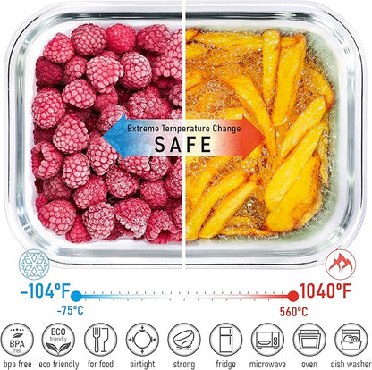 Set of 4 Stackable Space-Saving Nesting Glass Containers with Airtight Bamboo Lids - Lunch, Meal & Food Prep - Microwave & Oven Safe BPA Free Durable Heat Resistant Inert Borosilicate Glass - Image 4