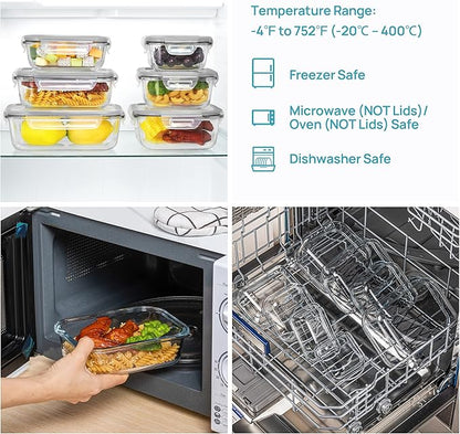 Vtopmart 8 Pack Glass Food Storage Containers with Airtight Lids, Glass Meal Prep Containers, Lunch Office Meal for Microwave, Oven, Freezer and Dishwasher, BPA Free - Image 3