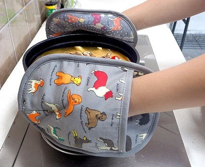 Pot Holders Set of 2 with Transparent Clear Silicone Shell and Nice Dog Printing Cotton Lining, Heat Resistant to 500 F Kitchen Oven Gloves Pot Holder for Cooking (Dog Flower, Potholders) - Image 7