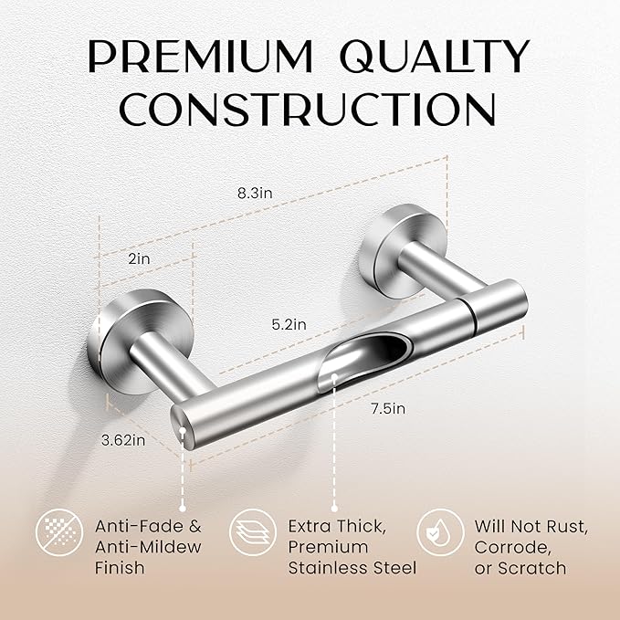 Day Moon™ - Toilet Paper Holder - Modern Roll Holder for Bathroom - 2 Pack - Wall Mount, Brushed Nickel - Image 5