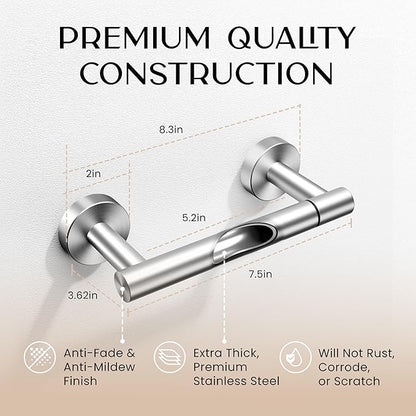 Day Moon™ - Toilet Paper Holder - Modern Roll Holder for Bathroom - 2 Pack - Wall Mount, Brushed Nickel - Image 5